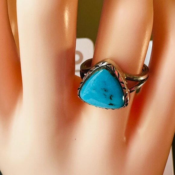 Turquoise Southwest Ring Size 7.5 New Old Stock - Picture 3 of 6